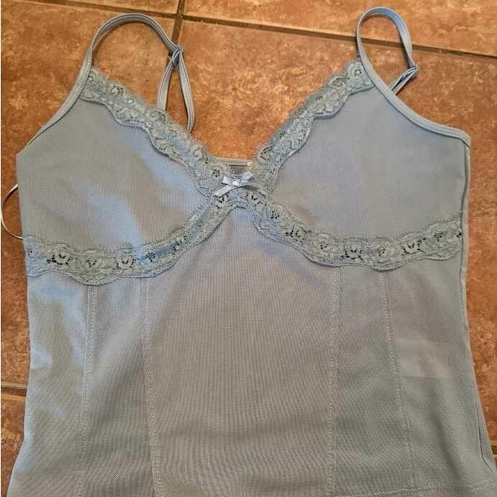Garage Light Blue Lace Trim Cami Top